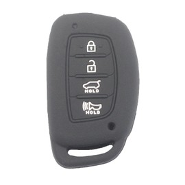 kcpros 2Pcs Black Rubber Silicone 4 Buttons Smart Key Fob Cover Case Protector Keyless with Keychain Compatible with Hyundai Ioniq Elantra Tucson