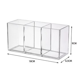 Roczental Acrylic Pen Stand, 3 Compartments, Transparent, Desk Organization, Stationery and Makeup Brush Storage, Office, Learning Supplies, Small Storage, Simple, Multi-Purpose, Desk Organizer (3