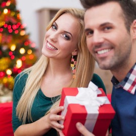 ANGLESJELL Christmas Earrings for Women Xmas JOY Earrings Happy New Year Earrings Sparkly Holiday Drop Dangle Earrings Holiday Festive Party Jewelry Gifts (Happy New Year)