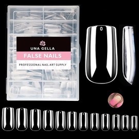 UNA GELLA Medium Square False Nails Tips - 504pcs Medium Press On Nails, 12 Sizes Full Cover Square Acrylic Nails Artificial False Nails Clear Square-Shaped False Nails for French Manicure, Nail Extension, and Nail Art - Perfect for Home DIY and Professi