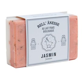 Label Provence - Doppelseitiges Peeling-Seife für französische Seife - Für Weichmachung, Befeuchtung und Pflege aller Hauttypen - Duft Jasmin und Eselsmilch - 125 g