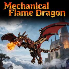 DOLBLOCK Mechanical Fire Dragon Building Blocks Set, Flame Dragon Model Kit
