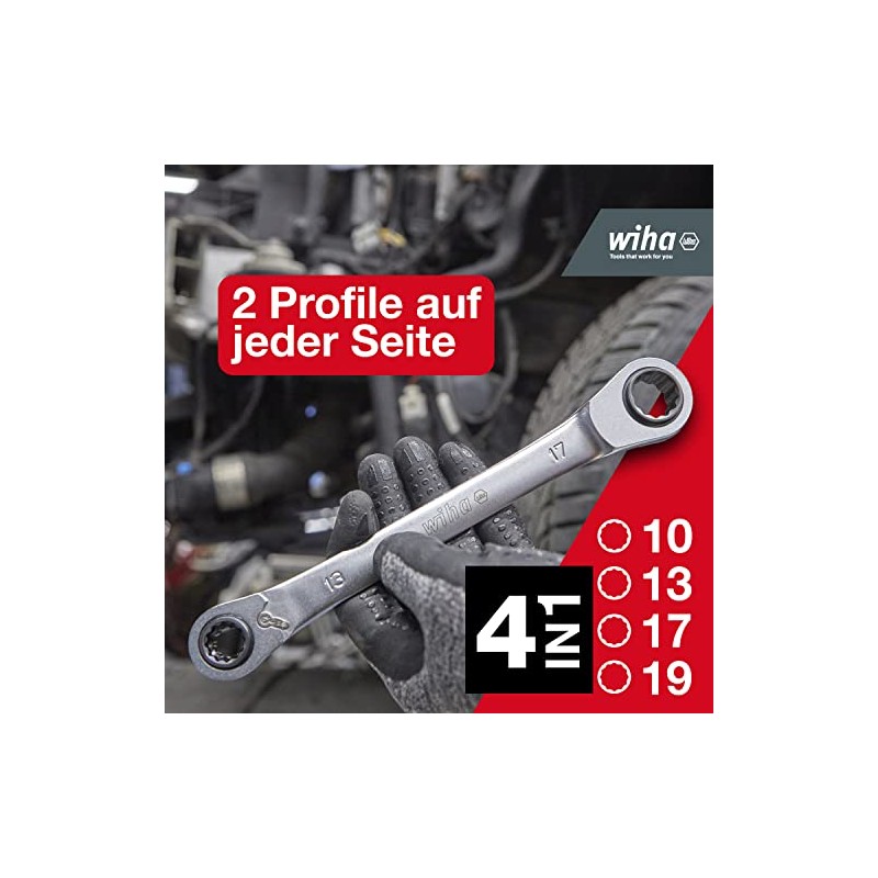 Wiha 45421 Double Ring Ratchet Wrench 4 in 1 I