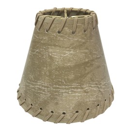 Royal Designs CS-972-6-6 Faux 2-Tone Leather Light Brown Chandelier Lamp Shade with Lace, 3" x 6" x 4.5", Light Brown