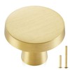 QOGRISUN 5-Pack Solid Brass Cabinet Knobs, Circular Gold Knobs for