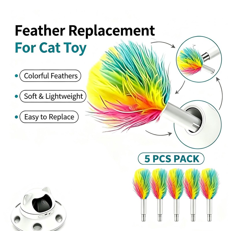 Foyoilait Telescopic Feather Decor Parts, Replacement Accessory 3-in-1 Auto Cat