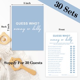 yutogan Baby Shower Games for Boy or Girl - Guess Who Mommy or Daddy, Gender Reveal Games, Baby Shower Activities, 30 Cards -BBG05