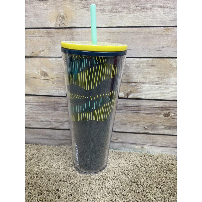 Starbucks Hawaii NWT 24 oz Blue Green Yellow Palm Leaf