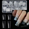 Pavike Nail Tips Clear (504 Pieces) Curved Nail Tips, Duck