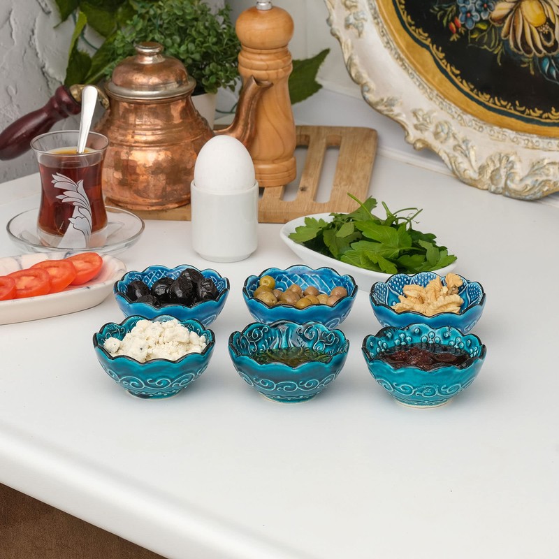 BCS Ceramic Pinch Bowls Set of 6, Small Bowls for