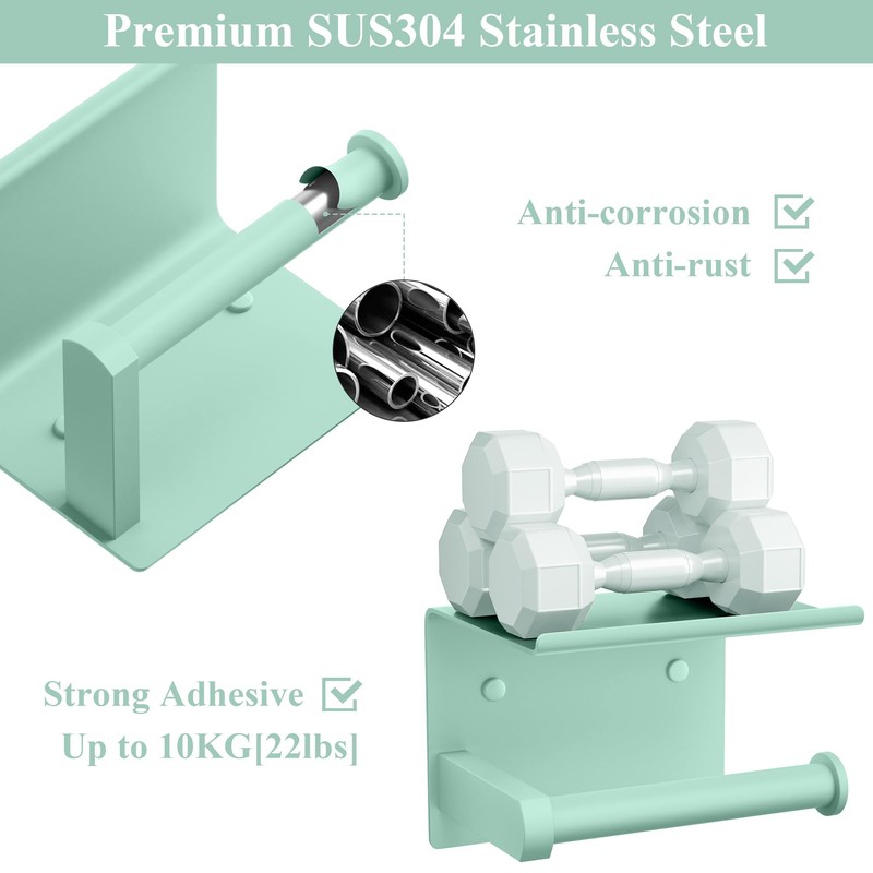 Tindbea Toilet Paper Holder with Phone Shelf, Adhesive or Screw