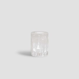 Selenite Crystal Candle Holder Tea Light - Natural Moroccan Selenite - Crystals and Healing Stones - Handmade Decorative Candlestick Holder for Healing (4 inches)
