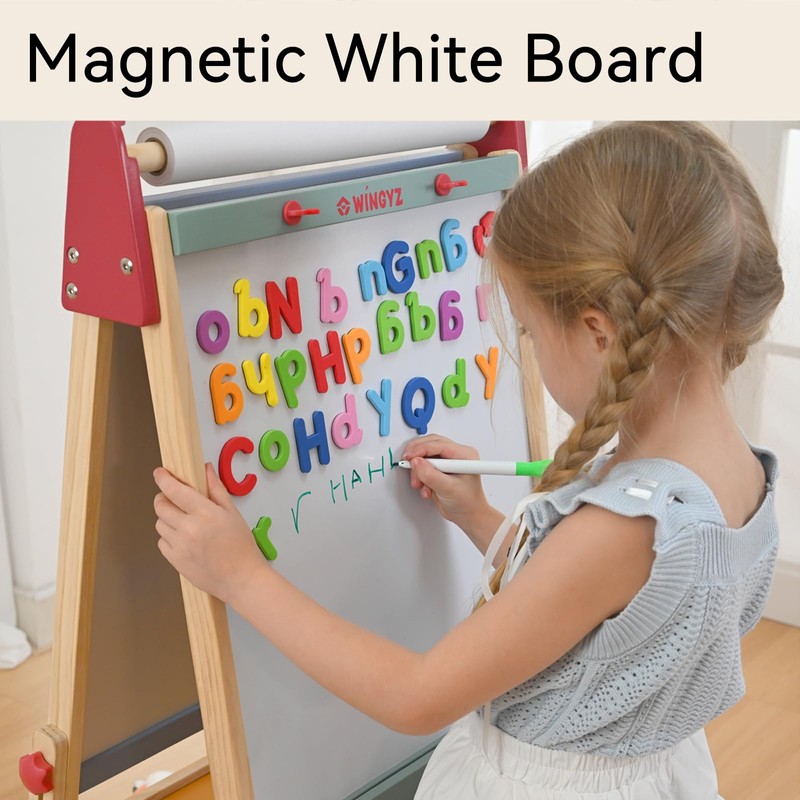 Wingyz 3-in-1 Adjustable Kids Art Easel with Magnetic Whiteboard &