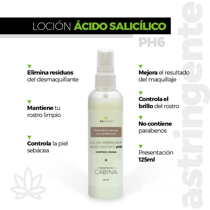 Loción astringente para cutis graso o antiacné 125 ml Beohemp