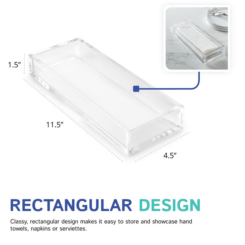 Huang Acrylic Clear Hand Towel Tray 11"x4" (10.5"x3.5" Internal) |