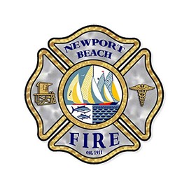 Newport Beach Fire Maltese Shaped Sticker (California Fireman Firefighter)
