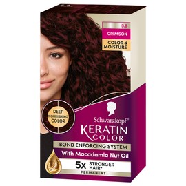 Schwarzkopf Keratin Color Permanent Hair Dye Cream, 5.8 Crimson, 1 Application - Professionally Inspired Hair Color Enriched with Keratin and Macadamia Nut Oil - Hair Dye with Pre-Serum,all Hair Types