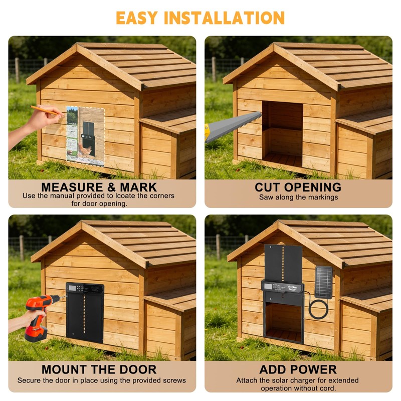 Solar-Powered Automatic Chicken Coop Door with LCD Display, Timer &