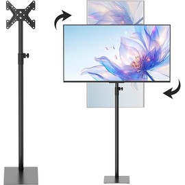 Qriocioa TV Stand with Mount 360°Swivel Tiltable Floor Monitors Stand Universal 70” Height Adjustable Tall TV Floor Stand for 12 to 43 inches Flat Screen or Curved TVs Monitors Display Trolley Stand