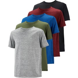 WHITE PEAK TRADING COMPANY 5 Pack Mens Workout T-Shirts Quick-Drying Athletic Short Sleeve Crew Neck Running Gym Tee Tops