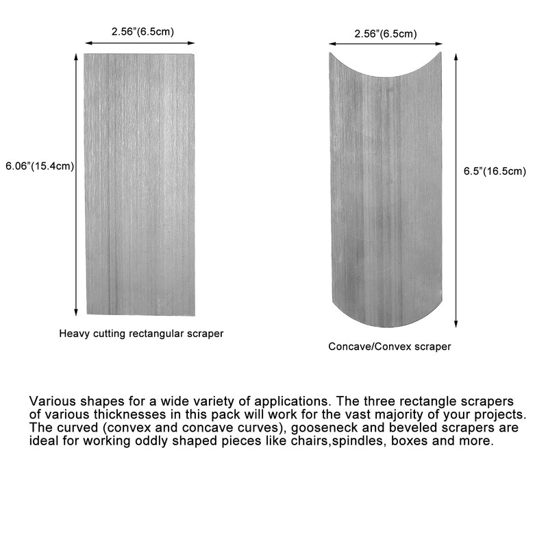 6Pc Shaped Cabinet Scraper Set, 6 Pieces Woodworking Scrapers