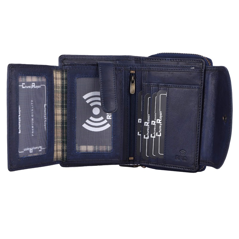 Chunkyrayan Genuine Leather Women's Purse, High-Quality, Vintage, RFID Protection, Includes