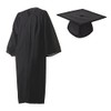 Matte Black Graduation Cap and Gown Set in Multiple Sizes