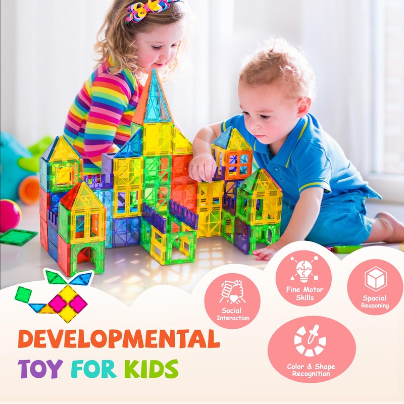 cossy 120Pcs Magnetic Tiles Magnetic 3D Building Blocks Set Educational