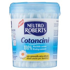 Neutro Roberts Cotton with Hygiene Box, Soft and Biodegradable Cotton with Cardboard Stick, Cotton with Chamomile, Ideal for Kids, Pack of 100