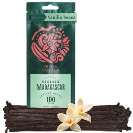 PREMA VANILLA Madagascar Vanilla Beans, Grade A Pods For Making Vanilla Extract, Good For Cooking And Baking, 100pcs Premium Beans