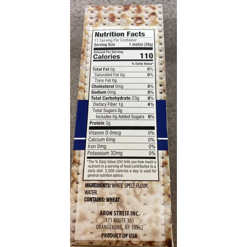 Streits Matzos 100% Spelt - Non GMO Fat Free Sugar