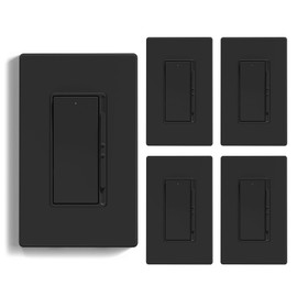 ELEGRP Digital Dimmer Light Switch for 300W Dimmable LED/CFL Lights and 600W Incandescent/Halogen, Single Pole/3-Way LED Slide Dimmer Light Switch, Wall Plate Included, UL Listed, 5 Pack, Matte Black