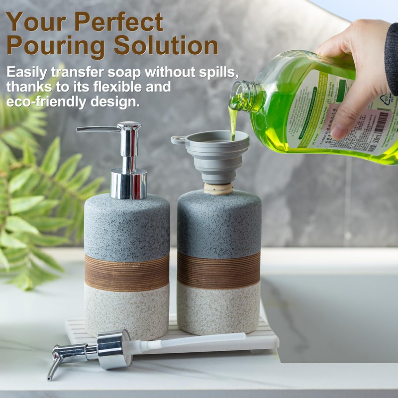 Cormomu Ceramic Soap Dispenser Set(2 Pack) – Hand Soap, Dish