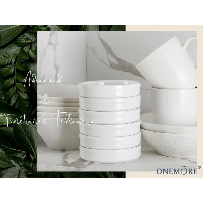 ONEMORE Ramekins 4 oz, Creme Brulee Ramekins Oven Safe Ceramic