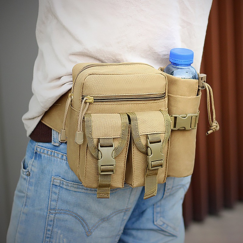 Unisex Waist Bag Bottle Pocket Waterproof Wearproof Lightweight Large Capacity