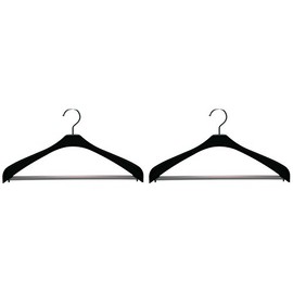 Slim Slacks with Non-slip Stop Bar Hanger Width 16.5 inches (42 cm) [Reverse] Jacket Slim Stop 42 Black Swivel Hooks, Made in Japan, 2 Pieces