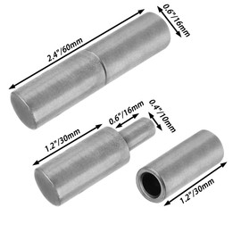 8 PCS Weldable Barrel Hinges 2-3/8" x 5/8" Heavy Duty Steel Weld On Bullet Door Hinge Detachable Hinges for Trailer Ramp Gate Swing Door (8 PCS)