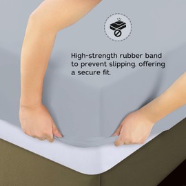 Extra Deep Single Fitted Sheet – 100% Organic Cotton Flannel, breathable, wrinkle-free, anti-slip, shrink-resistant, double-stitched, offering breathable comfort for deep mattresses (Grey, King)