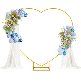 Fikowo 6.6x6.6 Ft Heart Arch Wedding Arches Stand Love Party Balloons Arch Frame for Wedding, Birthday, Party, Proposal, Baby Shower Decoration (Gold)