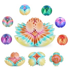 Gear Ball, 3D Printed Gear Sphere Fidget Toy, Sensory Stress Relief Ball for Kids and Adults, ADHD Autism Desk Toy Stocking Stuffer Unique Fun Office White Elephant Gift (Candy Color-2, 2.6 inches)