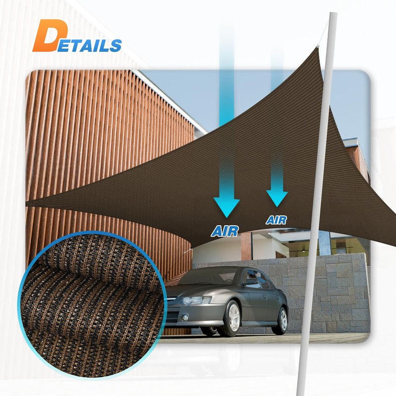 TANG 20'x20' Sun Shade Sail Rectangle Sunshade Canopy UV Block