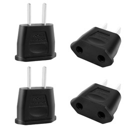 Pack of 4 Travel Adapters, Adapter Plug, EU to US Adapter, USA Germany Plug, Travel Plug USA for USA, China, Colombia, Japan, Canada, Mexico, Canada, Mexico (Black)