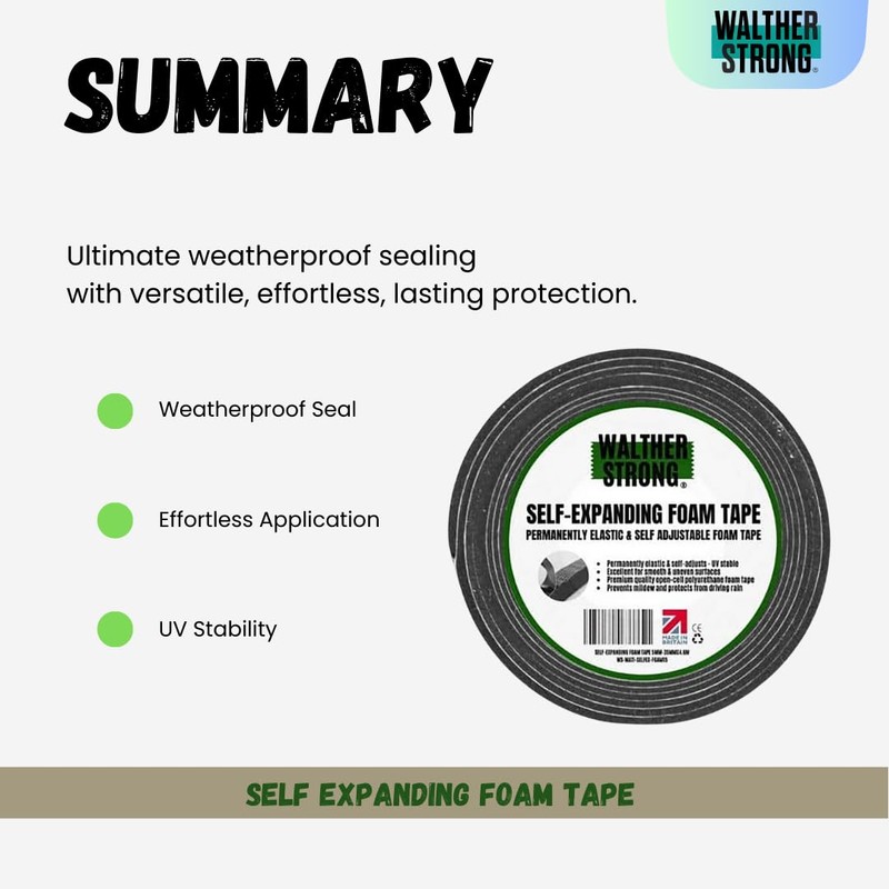 Walther Strong Self-Expanding Foam Tape | 5-35mm x 4.6m Weather