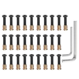 sourcing map 28Sets 1/4-20 x 1-5/32" Furniture Screw Threaded Inserts for Wood, 1/4 x 19/32" Inserts Nut Bolt Fastener Connector with Hex Socket Drive Mount for Secure Joints