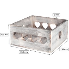 KOTARBAU® Wooden box with decorative cut-outs and handle. Perfect for interior design. M hearts