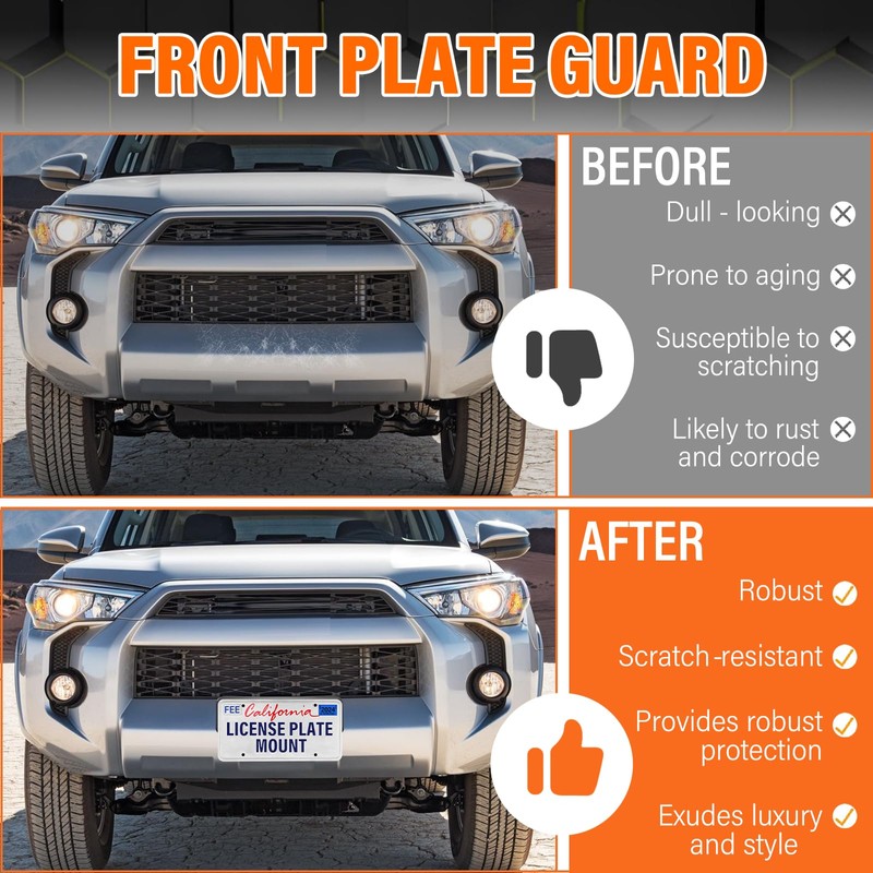 ABS Front License Plate Holder& Frame Bracket- Enhanced Anti- Vibration