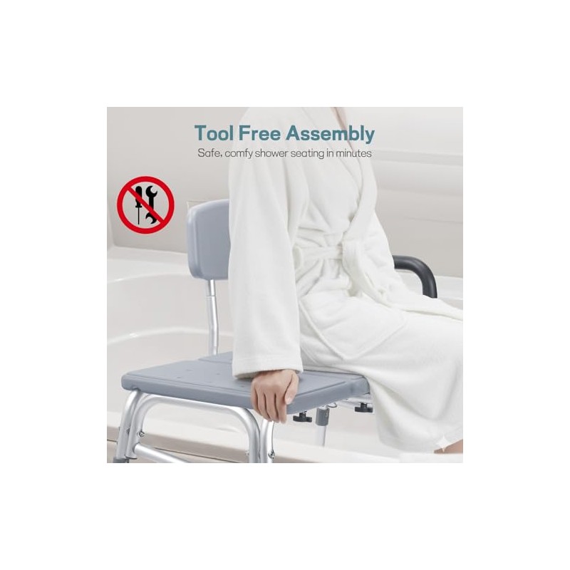 Tub Transfer Bench for Bathtub, Height Adjustable Shower Bench with