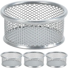 Mesh Metal Paper Clip Holder, Desk Organizer, Paper Clip Dispenser, 4 Pack (Silvery)