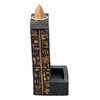 Bastet Egyptian Backflow Incense Holder, Polyresin, Black with Hieroglyphs, Hand-Painted,