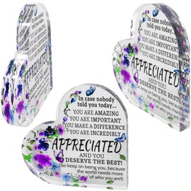 Ewong Thank You Gift for Women, Inspirational Acrylic Heart Keepsake, Spiritual Present for Friend Sister, Appreciation Teacher Coworker Volunteer Nurse Home Decorative Signs (Purple- Appreciated)